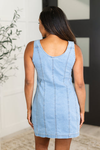 Most Surreal Button Front Denim Dress-Dresses-Ave Shops-Motis & Co Boutique, Women's Fashion Boutique in Carthage, Missouri