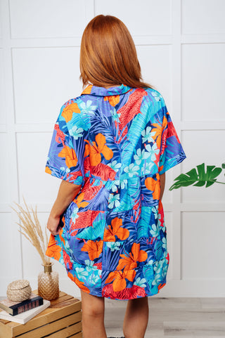 Mother Nature's Recipes Collared Dress in Blue-Dresses-Ave Shops-Motis & Co Boutique, Women's Fashion Boutique in Carthage, Missouri
