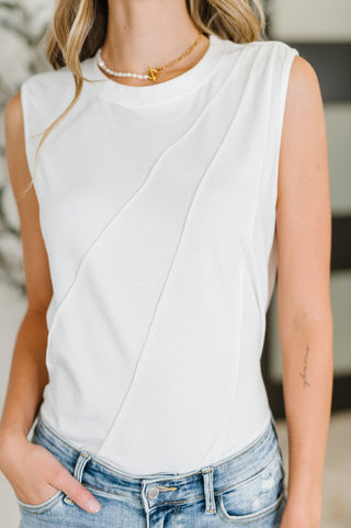 New Normal Pleat Detail Sleeveless Top in White-Womens-Ave Shops-Motis & Co Boutique, Women's Fashion Boutique in Carthage, Missouri