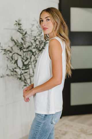 New Normal Pleat Detail Sleeveless Top in White-Womens-Ave Shops-Motis & Co Boutique, Women's Fashion Boutique in Carthage, Missouri