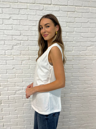 New Normal Pleat Detail Sleeveless Top in White-Womens-Ave Shops-Motis & Co Boutique, Women's Fashion Boutique in Carthage, Missouri