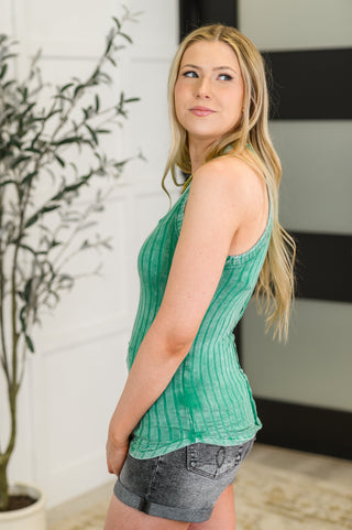 Offbeat Essential Mineral Washed Tank in Kelly Green-Tanks-Ave Shops-Motis & Co Boutique, Women's Fashion Boutique in Carthage, Missouri