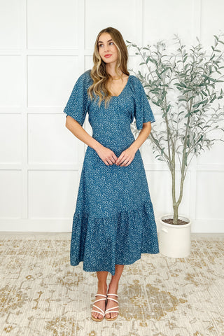 Olive Dress in Blue Vineyard-Womens-Ave Shops-Motis & Co Boutique, Women's Fashion Boutique in Carthage, Missouri