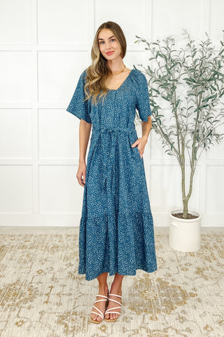 Olive Dress in Blue Vineyard-Womens-Ave Shops-Motis & Co Boutique, Women's Fashion Boutique in Carthage, Missouri