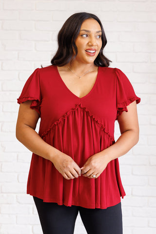 One Day Soon V-Neck Ruffle Detail Top-Short Sleeves-Ave Shops-Motis & Co Boutique, Women's Fashion Boutique in Carthage, Missouri