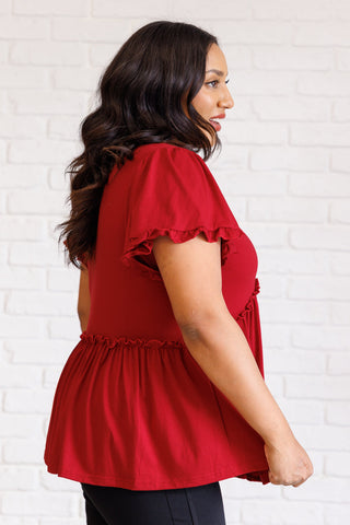 One Day Soon V-Neck Ruffle Detail Top-Short Sleeves-Ave Shops-Motis & Co Boutique, Women's Fashion Boutique in Carthage, Missouri