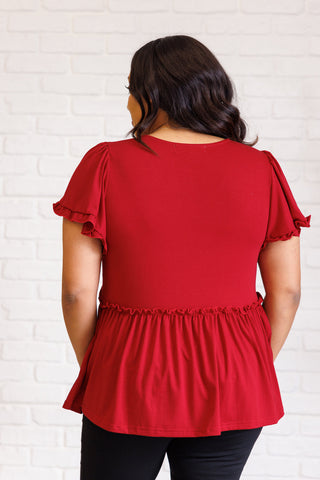 One Day Soon V-Neck Ruffle Detail Top-Short Sleeves-Ave Shops-Motis & Co Boutique, Women's Fashion Boutique in Carthage, Missouri
