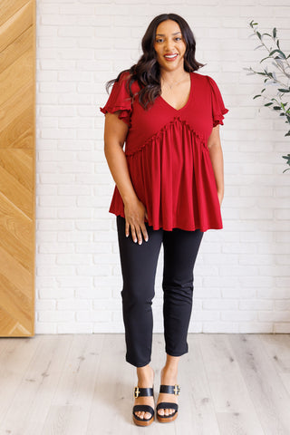 One Day Soon V-Neck Ruffle Detail Top-Short Sleeves-Ave Shops-Motis & Co Boutique, Women's Fashion Boutique in Carthage, Missouri