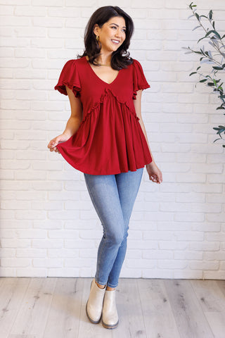 One Day Soon V-Neck Ruffle Detail Top-Short Sleeves-Ave Shops-Motis & Co Boutique, Women's Fashion Boutique in Carthage, Missouri