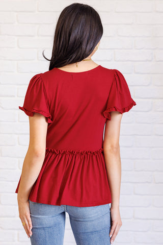 One Day Soon V-Neck Ruffle Detail Top-Short Sleeves-Ave Shops-Motis & Co Boutique, Women's Fashion Boutique in Carthage, Missouri