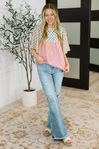 Outside Advantage Mixed Print Boho Blouse-Blouses-Ave Shops-Motis & Co Boutique, Women's Fashion Boutique in Carthage, Missouri