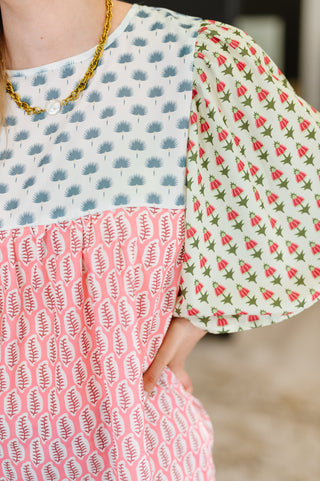Outside Advantage Mixed Print Boho Blouse-Blouses-Ave Shops-Motis & Co Boutique, Women's Fashion Boutique in Carthage, Missouri