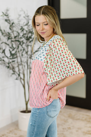 Outside Advantage Mixed Print Boho Blouse-Blouses-Ave Shops-Motis & Co Boutique, Women's Fashion Boutique in Carthage, Missouri