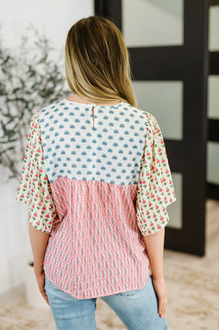 Outside Advantage Mixed Print Boho Blouse-Blouses-Ave Shops-Motis & Co Boutique, Women's Fashion Boutique in Carthage, Missouri