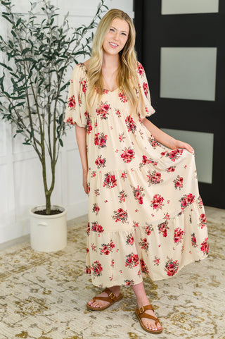 Petals & Postcards Balloon Sleeve Dress-Dresses-Ave Shops-Motis & Co Boutique, Women's Fashion Boutique in Carthage, Missouri