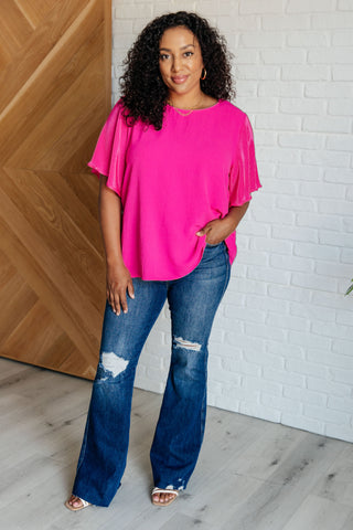 Pink and Perfect Ruffle Sleeve Top-Tops-Ave Shops-Motis & Co Boutique, Women's Fashion Boutique in Carthage, Missouri