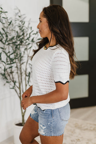 Pinkies Up Knit Top in White-Womens-Ave Shops-Motis & Co Boutique, Women's Fashion Boutique in Carthage, Missouri