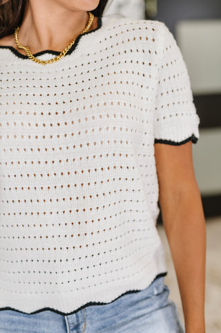 Pinkies Up Knit Top in White-Womens-Ave Shops-Motis & Co Boutique, Women's Fashion Boutique in Carthage, Missouri