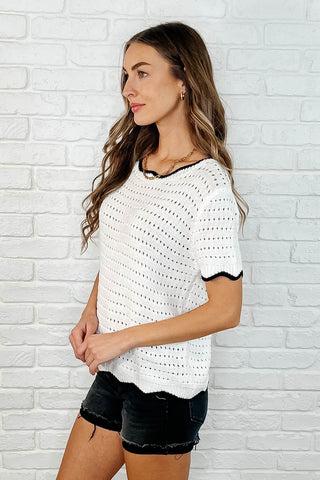 Pinkies Up Knit Top in White-Womens-Ave Shops-Motis & Co Boutique, Women's Fashion Boutique in Carthage, Missouri