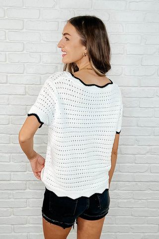 Pinkies Up Knit Top in White-Womens-Ave Shops-Motis & Co Boutique, Women's Fashion Boutique in Carthage, Missouri