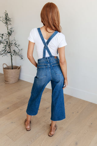 Priscilla High Rise Crop Wide Leg Denim Overalls-Overalls-Ave-Motis & Co Boutique, Women's Fashion Boutique in Carthage, Missouri