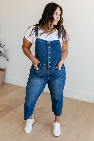 Priscilla High Rise Crop Wide Leg Denim Overalls-Overalls-Ave-Motis & Co Boutique, Women's Fashion Boutique in Carthage, Missouri