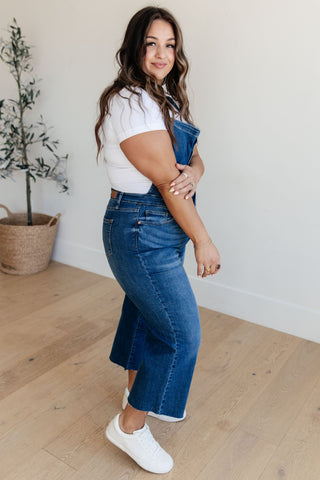 Priscilla High Rise Crop Wide Leg Denim Overalls-Overalls-Ave-Motis & Co Boutique, Women's Fashion Boutique in Carthage, Missouri