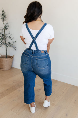 Priscilla High Rise Crop Wide Leg Denim Overalls-Overalls-Ave-Motis & Co Boutique, Women's Fashion Boutique in Carthage, Missouri