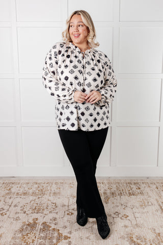 Quick Follow Up Floral Tile Blouse-Long Sleeves-Ave Shops-Motis & Co Boutique, Women's Fashion Boutique in Carthage, Missouri
