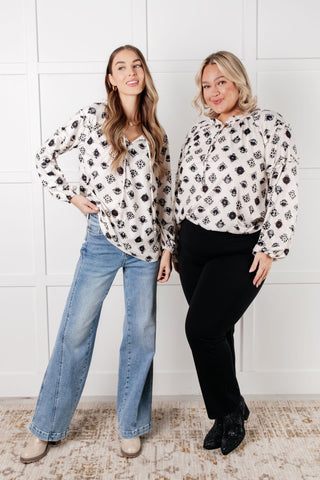 Quick Follow Up Floral Tile Blouse-Long Sleeves-Ave Shops-Motis & Co Boutique, Women's Fashion Boutique in Carthage, Missouri