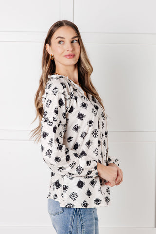 Quick Follow Up Floral Tile Blouse-Long Sleeves-Ave Shops-Motis & Co Boutique, Women's Fashion Boutique in Carthage, Missouri