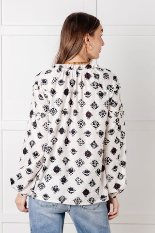 Quick Follow Up Floral Tile Blouse-Long Sleeves-Ave Shops-Motis & Co Boutique, Women's Fashion Boutique in Carthage, Missouri