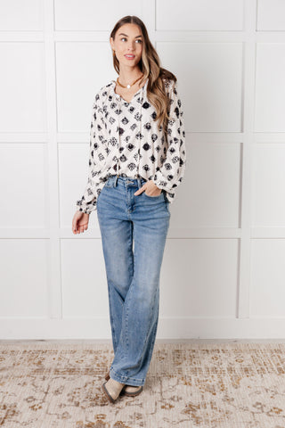 Quick Follow Up Floral Tile Blouse-Long Sleeves-Ave Shops-Motis & Co Boutique, Women's Fashion Boutique in Carthage, Missouri
