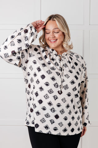 Quick Follow Up Floral Tile Blouse-Long Sleeves-Ave Shops-Motis & Co Boutique, Women's Fashion Boutique in Carthage, Missouri