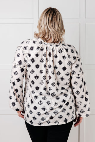 Quick Follow Up Floral Tile Blouse-Long Sleeves-Ave Shops-Motis & Co Boutique, Women's Fashion Boutique in Carthage, Missouri