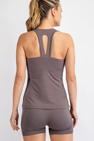 Flex Flow Racerback Tank Smoky Grey-Tanks-rc-Motis & Co Boutique, Women's Fashion Boutique in Carthage, Missouri