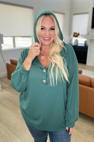 Rainy Day Henley Hoodie-Hoodies-Ave-Motis & Co Boutique, Women's Fashion Boutique in Carthage, Missouri