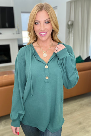 Rainy Day Henley Hoodie-Hoodies-Ave-Motis & Co Boutique, Women's Fashion Boutique in Carthage, Missouri