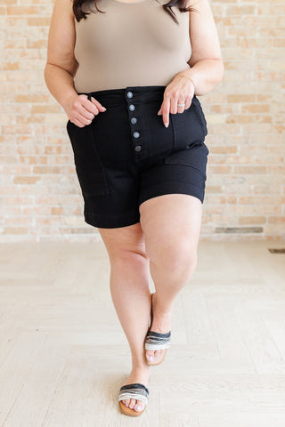 Reagan High Rise Button Fly Trouser Shorts-Denim-Ave Shops-Motis & Co Boutique, Women's Fashion Boutique in Carthage, Missouri