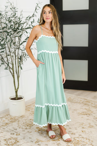 Ripple Effect Spaghetti Strap Dress in Sage-Womens-Ave Shops-Motis & Co Boutique, Women's Fashion Boutique in Carthage, Missouri
