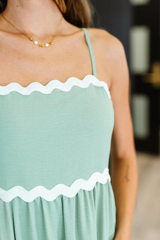 Ripple Effect Spaghetti Strap Dress in Sage-Womens-Ave Shops-Motis & Co Boutique, Women's Fashion Boutique in Carthage, Missouri