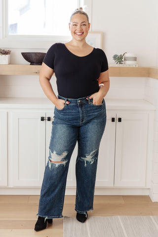 Rose High Rise 90's Straight Jeans in Dark Wash-Jeans-Ave-Motis & Co Boutique, Women's Fashion Boutique in Carthage, Missouri