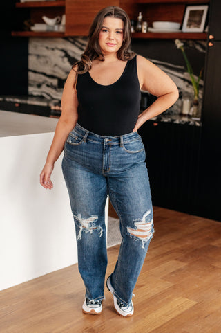 Rose High Rise 90's Straight Jeans in Dark Wash-Jeans-Ave-Motis & Co Boutique, Women's Fashion Boutique in Carthage, Missouri