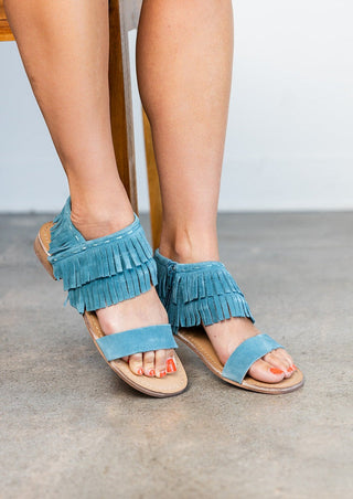 Fringe Star Naughty Monkey Teal Sandal-Sandals-Naughty Monkey-Motis & Co Boutique, Women's Fashion Boutique in Carthage, Missouri
