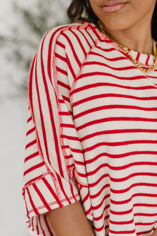 Sass in Session Relaxed Top in Cream Red-Tops-Ave Shops-Motis & Co Boutique, Women's Fashion Boutique in Carthage, Missouri