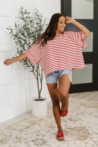 Sass in Session Relaxed Top in Cream Red-Tops-Ave Shops-Motis & Co Boutique, Women's Fashion Boutique in Carthage, Missouri