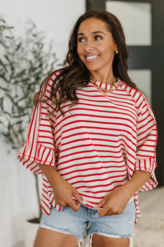Sass in Session Relaxed Top in Cream Red-Tops-Ave Shops-Motis & Co Boutique, Women's Fashion Boutique in Carthage, Missouri