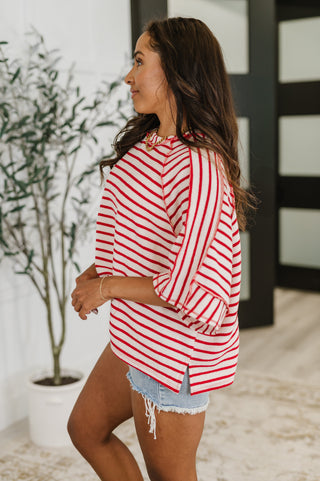 Sass in Session Relaxed Top in Cream Red-Tops-Ave Shops-Motis & Co Boutique, Women's Fashion Boutique in Carthage, Missouri