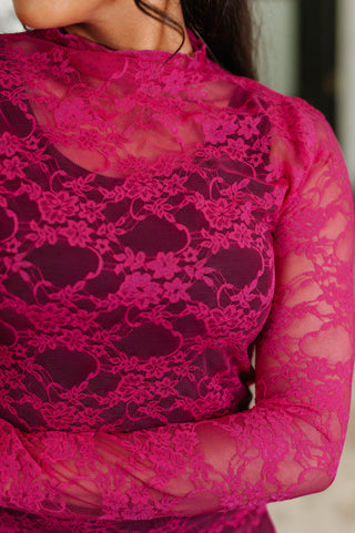Sheer Intentions Lace Layering Top Fuchsia-Layers-Ave Shops-Motis & Co Boutique, Women's Fashion Boutique in Carthage, Missouri