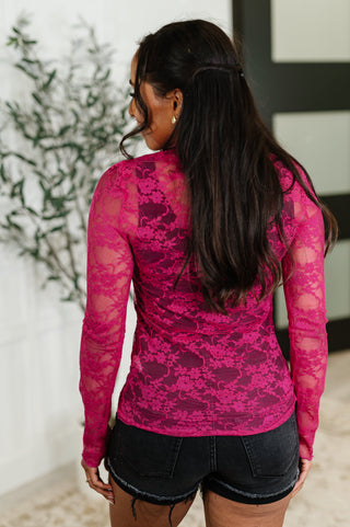 Sheer Intentions Lace Layering Top Fuchsia-Layers-Ave Shops-Motis & Co Boutique, Women's Fashion Boutique in Carthage, Missouri